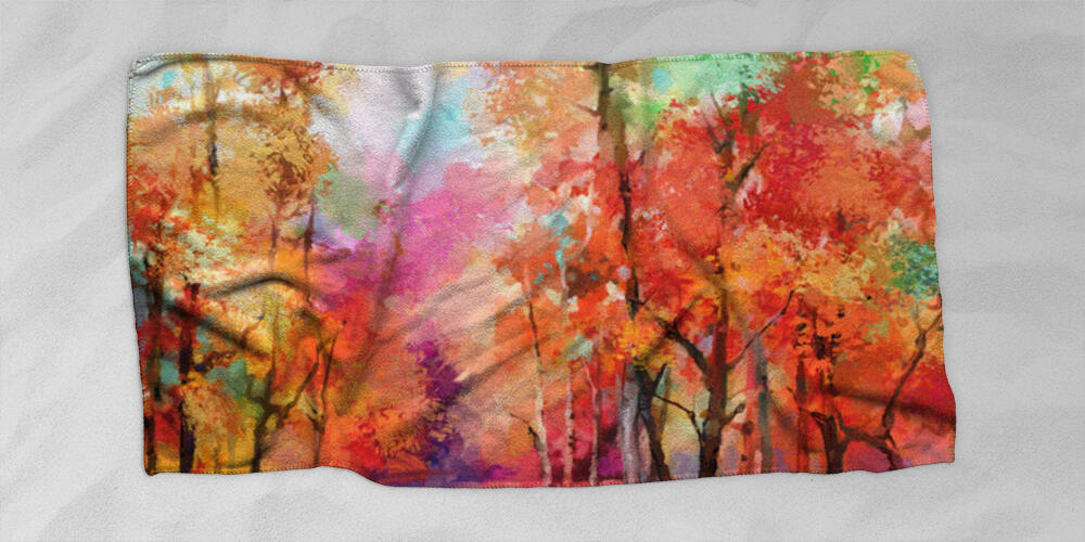 Oil painting colorful autumn trees, 