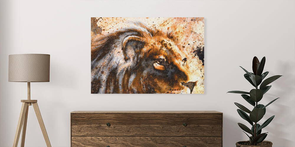 Lion collage on color abstract  background, 