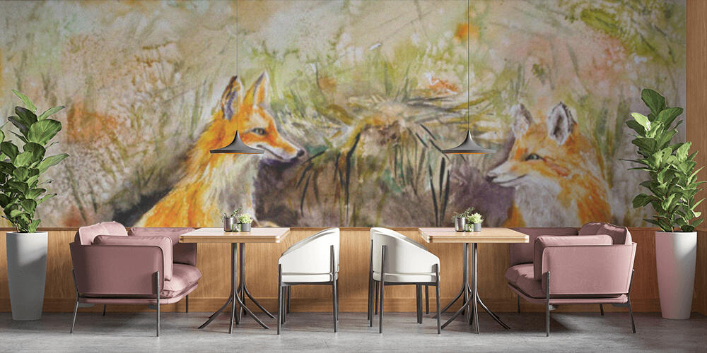 red foxes family illustration, Bar e Ristoranti