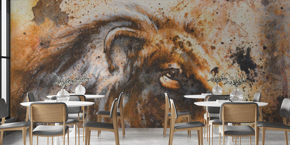 Lion collage on color abstract  background, Bar e Ristoranti