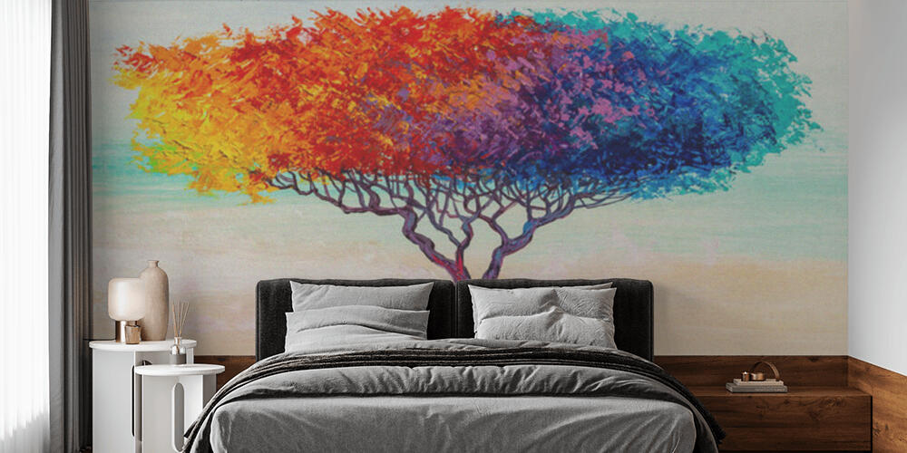 Albero astratto colorato, Camera da Letto