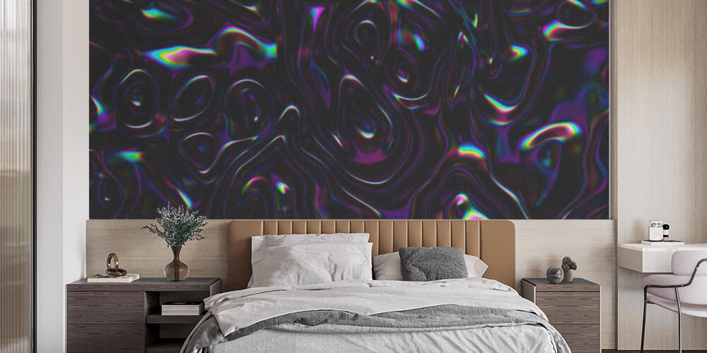 3D Abstract iridescent wavy background, Camera da Letto