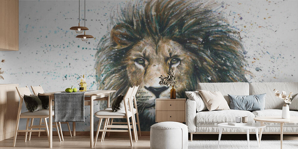 Lion watercolor painting animals predator king wildlife, Cucina