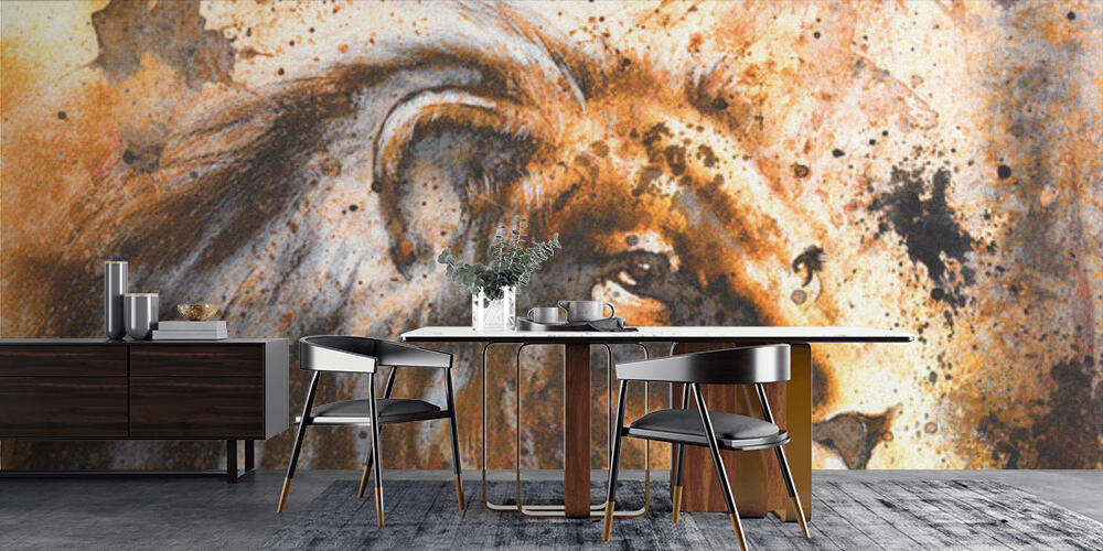 Lion collage on color abstract  background, Cucina