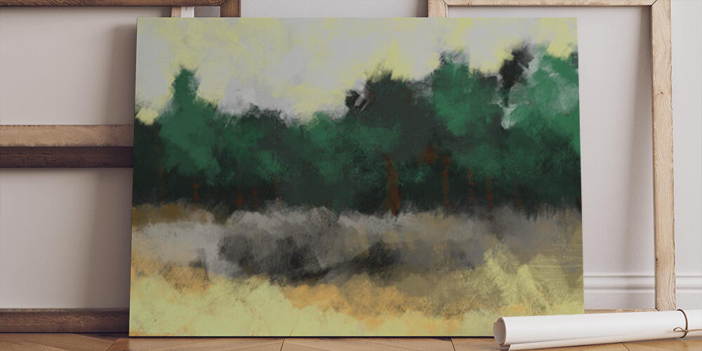 Painting of abstract nature landscape in brush stroke style, 